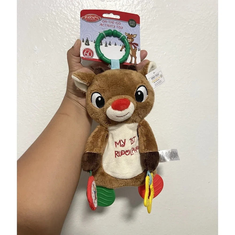 Rudolph Red-Nosed Reindeer My 1st Brown On-The-Go Activity Toy Teether Rattle